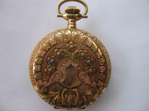WALTHAM SOLID GOLD 14 K POCKET WATCH 15 JEWELS EXC CONDITION WORKING