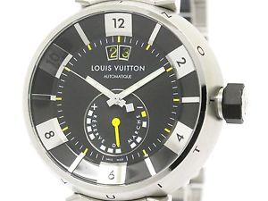 Polished LOUIS VUITTON Tambour In Black Power Reserve Watch Q109G (BF102931)