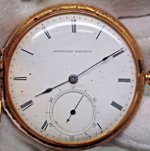 Waltham Appleton Tracy Low Serial # 18k yellow Gold Pocket Watch Hunting Case