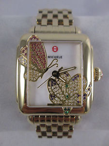 NEW Michele Diamond Gem Stone Gold Deco Jardin Limited Ed Watch MW06T40G3988