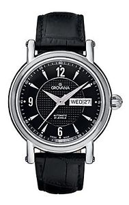 GROVANA 1160.2537 Men's Automatic Swiss Watch with Black Dial Analogue Di... NEW