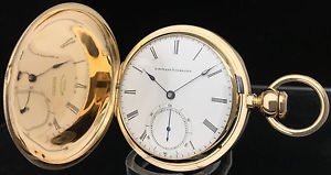 E. HOWARD SERIES III 18K HUNTING CASE POCKET WATCH, CIRCA CIVIL WAR, SERVICED!