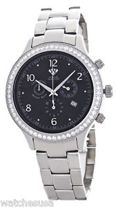Aqua Master Men's Black Dial Stainless Steel Diamond Chronograph Watch W140