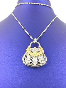 WHITE Gold DIAMOND Pendant Purse Necklace