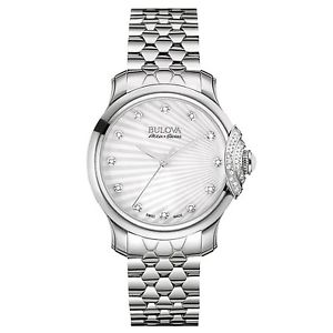 Bulova Accu Swiss Bellecombe 34mm Women's Quartz Watch with Silver Dial A... NEW
