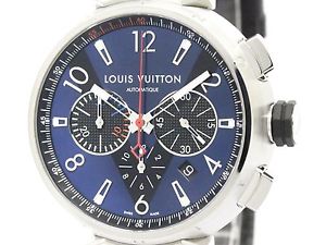 Polished LOUIS VUITTON Tambour Automatic Chronograph Steel Watch Q102V (BF109474