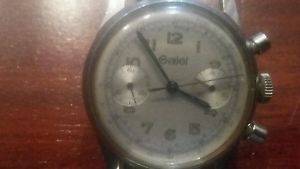 Vintage GALLET Chronograph Stainless Steel MultiChron Wristwatch Hand Wind Swiss