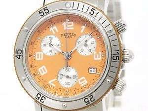 Polished HERMES Clipper Diver Chronograph Quartz Mens Watch CL2.916 (BF106134)