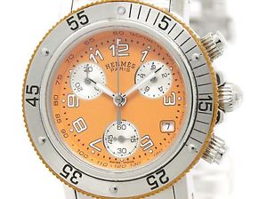 Polished HERMES Clipper Diver Chronograph Quartz Ladies Watch CL2.316 (BF108589)