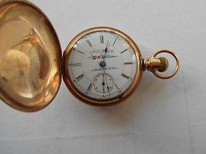 Antique Pocket Watch, Aurora Watch Co., Gold Filled Hunter Case, Made 1883-1892