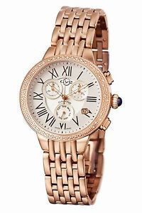 GV2 by Gevril Women's 9132 ASTOR Chronograph Diamonds Rose-Gold IP Steel Watch