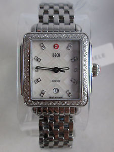 NEW Michele Deco Diamond Geometric Mosaic Watch MW06T01A1976 Stainless Band NIB