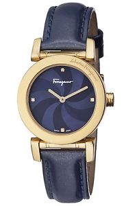 Ferragamo Women's FP1770016 SALVATORE LADY Gold IP Diamonds Leather Wristwatch