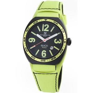 Montres De Luxe Men's BK2503 Avio Aluminum Black PVD Green Leather Date Watch