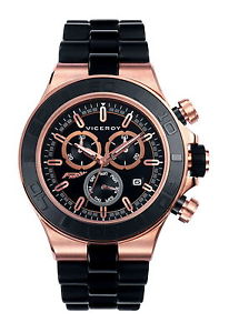 Viceroy Men's 47775-97 Chronograph Gold IP Steel Black Plastic Date Wristwatch