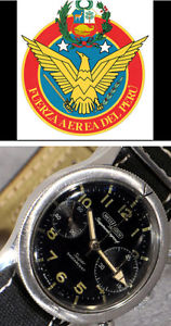 VINTAGE FLIEGERCHRONOGRAPH NICOLET WATCH FUERZA AREA DEL PERU LANDERON 39