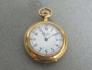 E.M.Gattle 18K Gold Pocket Watch w/Diamonds Open Face Rare Fob c1890