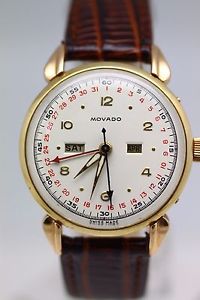 Vintage Movado Triple Date Calendar 18K Rose Gold Manual Winding
