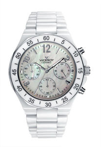 Viceroy Women's 47600-05 Chronograph MOP Dial Luminous White Ceramic Wristwatch