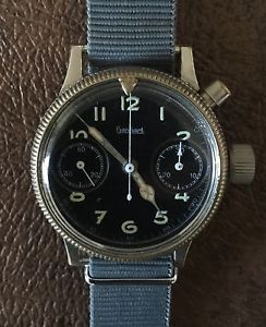 Rare Hanhart Mono Pusher German Pilots Chronograph WWII Military Watch Running!