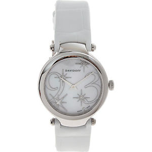 Womens Davidoff White Leather Chronograph Watch RRP £1900.00 BNIB