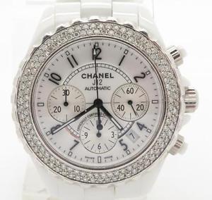 Chanel J12 Custom Diamond Bezel White Ceramic Chronograph Automatic 41mm