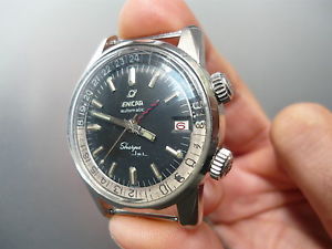 Vintage ENICAR SHERPA JET Automatic GMT Pilot Watch 1969 Rare Supercompressor