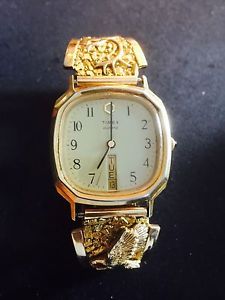 Eagle Elk Watch Band 24.9 Grams 10K Gold Alaska Nuggets Timex Watch
