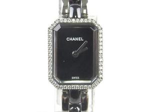 Authentic CHANEL Premiere Diamond Bezel Watch Stainless Steel Ceramic Diamond