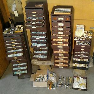 Vintage Huge Assortment Lot Watchmakers NOS Watch Parts Swiss Made Cabinets Full