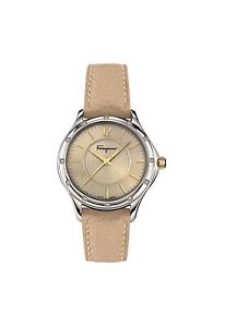 Ferragamo Women's FFV020016 Ferragamo Time Gold IP Beige Leather Watch