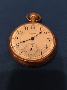 Waltham 14k Solid Gold Open Face Pocket Watch 18 21 Jewel