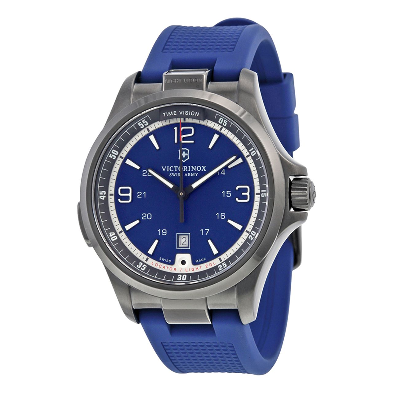 Victorinox 241707 Mens Blue Dial Analog Quartz Watch with Silicone Strap
