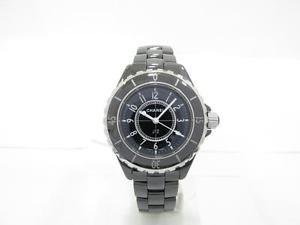 Authentic CHANEL J12 Watch Ceramic Diamond Women Quartz Black Dial H0682