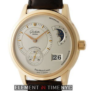 Glashutte Original PanoMaticLunar 18k Rose Gold 39mm Silver Dial 90-02-01-01-04