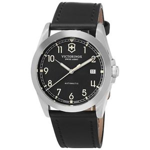 Victorinox V241586 Mens Black Dial Analog Automatic Watch with Leather Strap