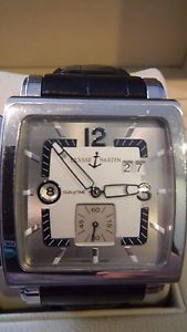 Ulysse Nardin Quadrato Dual Time Silver/Blue Dial on Blue Alligator Strap