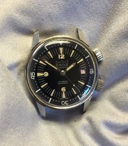 Vintage Droz Super Compressor Stainless Steel Diver Diving Watch - Great Patina