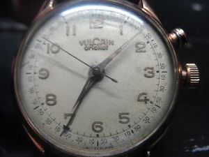 Vintage Winding Rose Gold Plated Vulcain Grand Prix Cricket Alarm 17 Jewel Watch