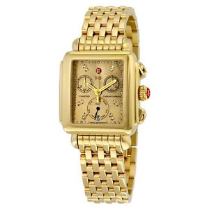 NEW Michele Deco Diamond Dial Gold Metallic High Shine MWW06P000244 Ladies Watch