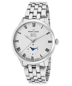 Maurice Lacroix MP6707-SS002-112 Men's Masterpiece Auto Dual Time SS White