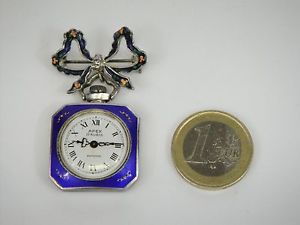 OROLOGIO SPILLA TASCHINO SMALTO E ARGENTO APEX SILVER ENAMEL PIN POCKET WATCH
