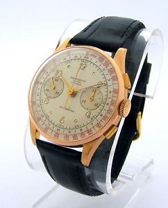 Vintage Chronographe Suisse  18 karat solid gold chronograph, silvered dial