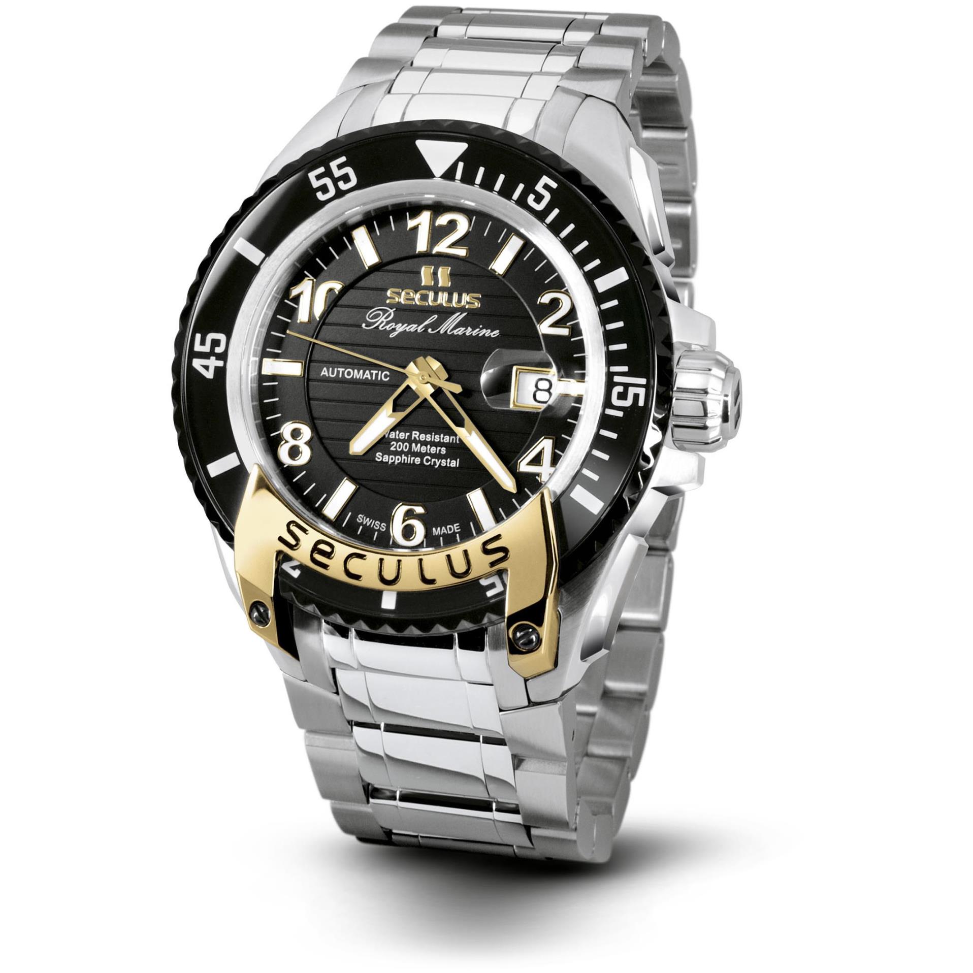 SECULUS MEN'S ROYAL MARINE FLAGSHIP 48MM AUTOMATIC WATCH 3441.7.2824 M SSY B