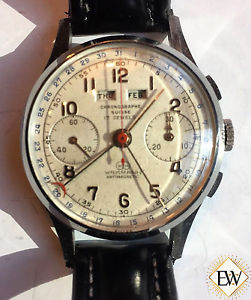 Vintage Wakmann Triple Date Chronographe Suisse Antimagnetic Valjoux 23C  3524