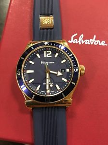 Ferragamo Men's FF3120014 FERRAGAMO 1898 SPORT Gold IP Luminous Blue Date Watch