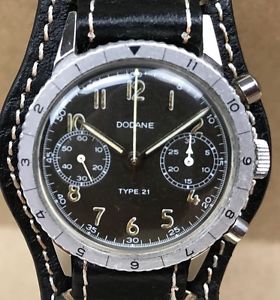 Vintage Dodane Type 21 Military Chronograph French Military Wristwatch