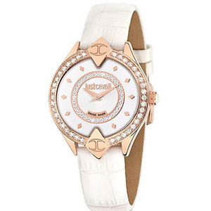 Just Cavalli Women's R7251590502 Sphinx Gold IP Swarovski White Leather Watch