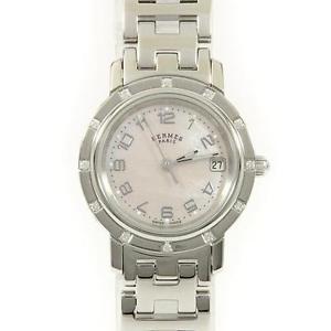 Authentic HERMES CL4.230 Clipper nacre 12P Quartz  #260-001-759-0112