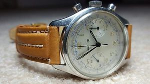 VINTAGE STAINLESS STEEL SWISS CHRONOGRAPH RACINE GALLET VALJOUX HIRSCH